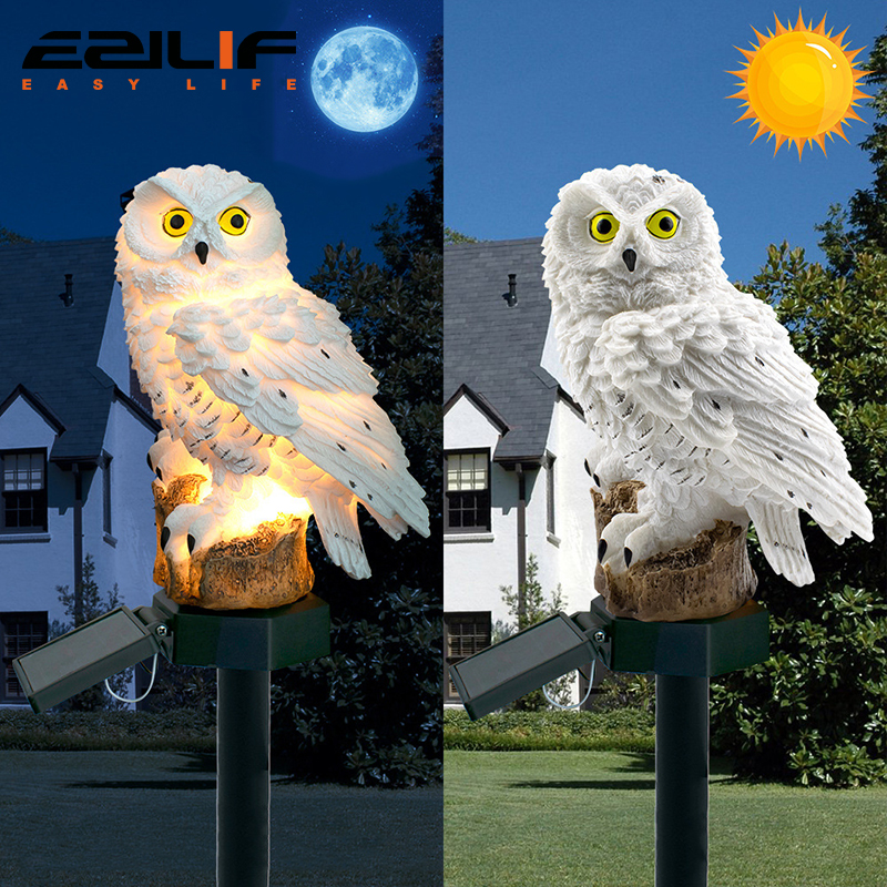 Yard Lighting Decor - Solar light owl animal sculpture solar