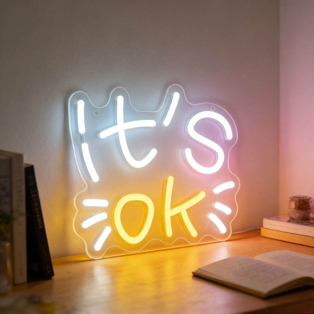Ok Lighting Decor - IT'S OK Cat Face Neon Sign