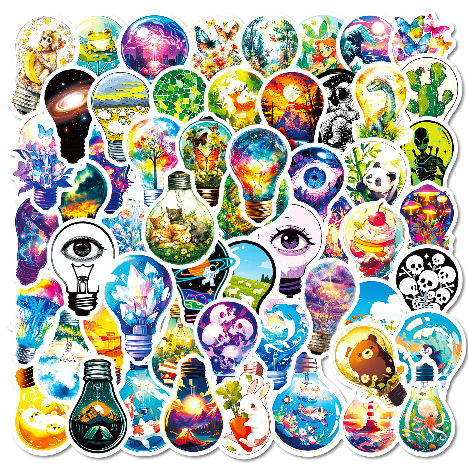 Lighting World Decor - 56Pcs Wonderful Light Bulb World Stickers
