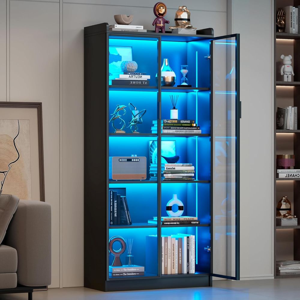Lighting & Home Decor Studio Photos - 65 Glass Curio Cabinet with 5-Tier
