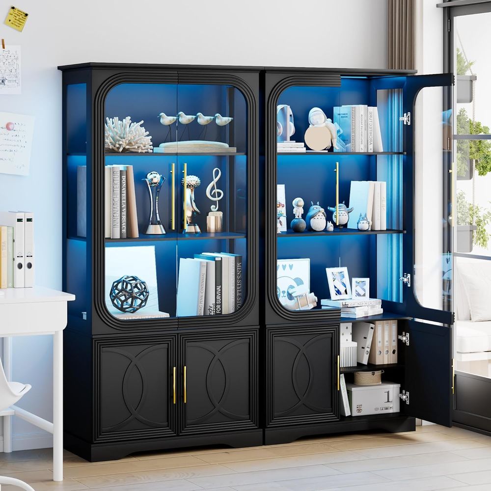 Lighting & Home Decor Studio Photos - 69 Tall 2-Piece Glass Curio Cabinet