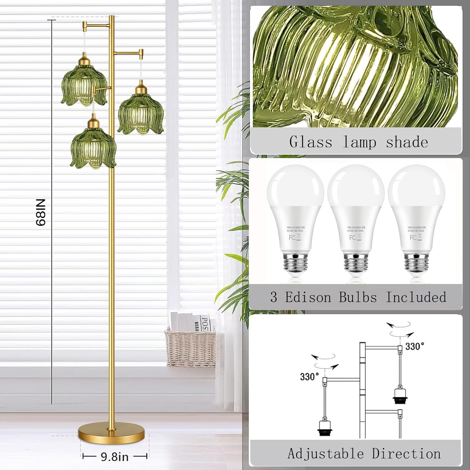 Vintage Gold Glass Floor Lamp  - Lightings Decoration 评论和价格