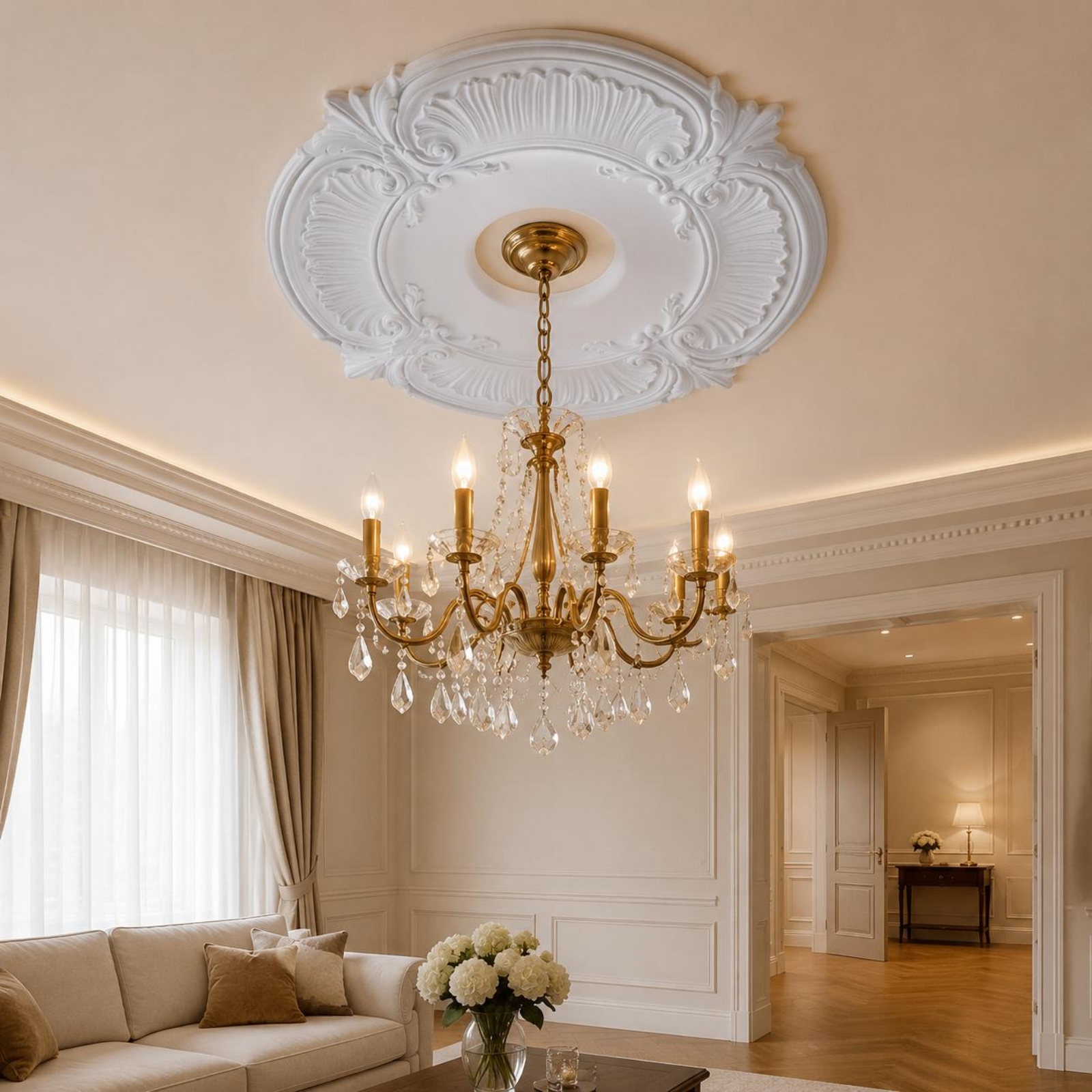 Round PU Ceiling Medallion Scr - Lightings Decoration 评论和价格