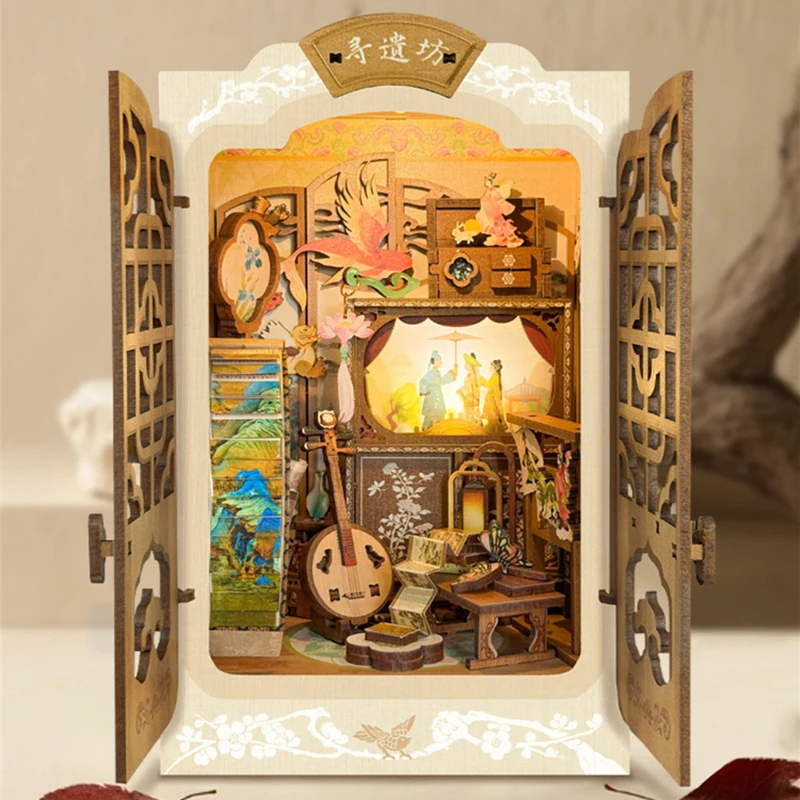 OUZEY Wooden DIY Book Nook She - Lighting Decor House 评论和价格