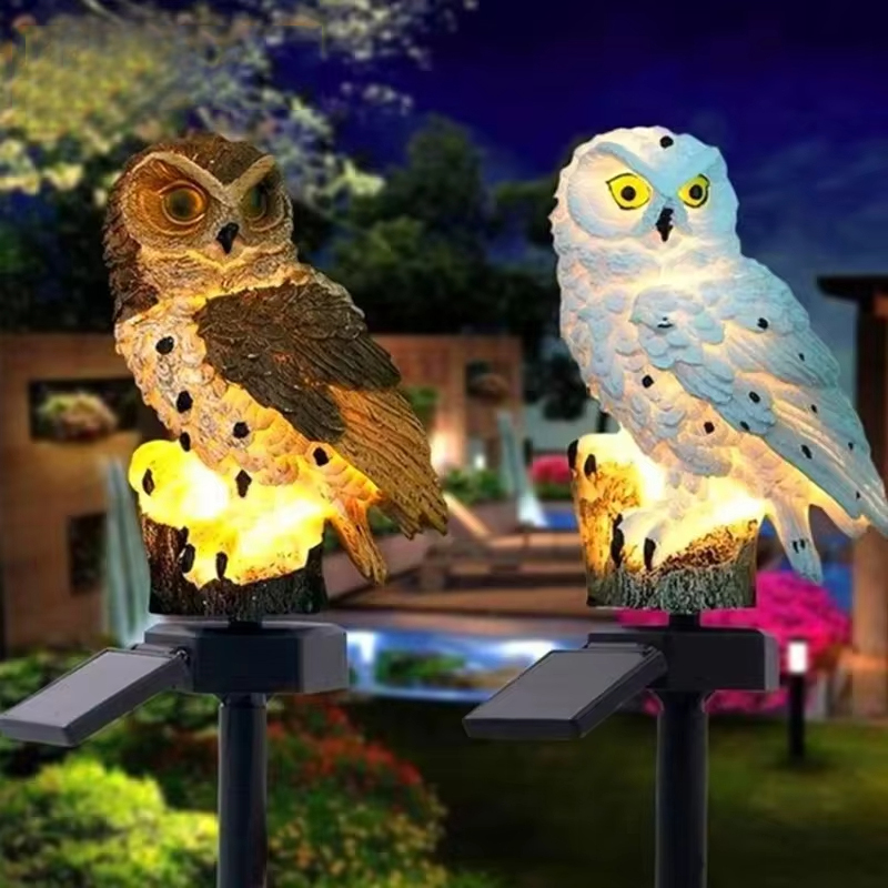 Solar light owl animal sculptu - Yard Lighting Decor 评论和价格