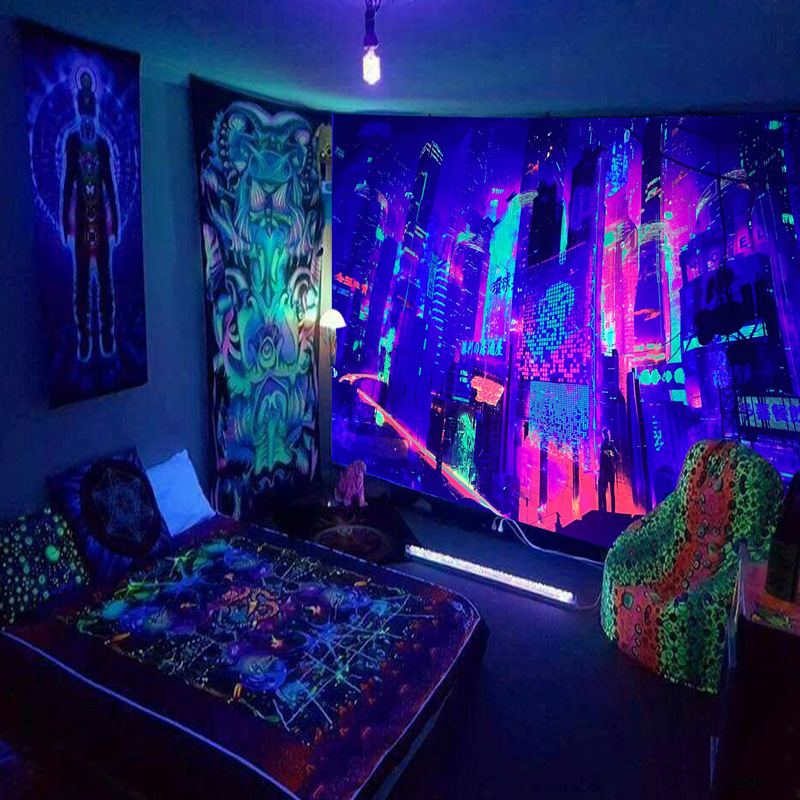 Black Light Tapestry Wall Hang - Lighting World Decor 评论和价格