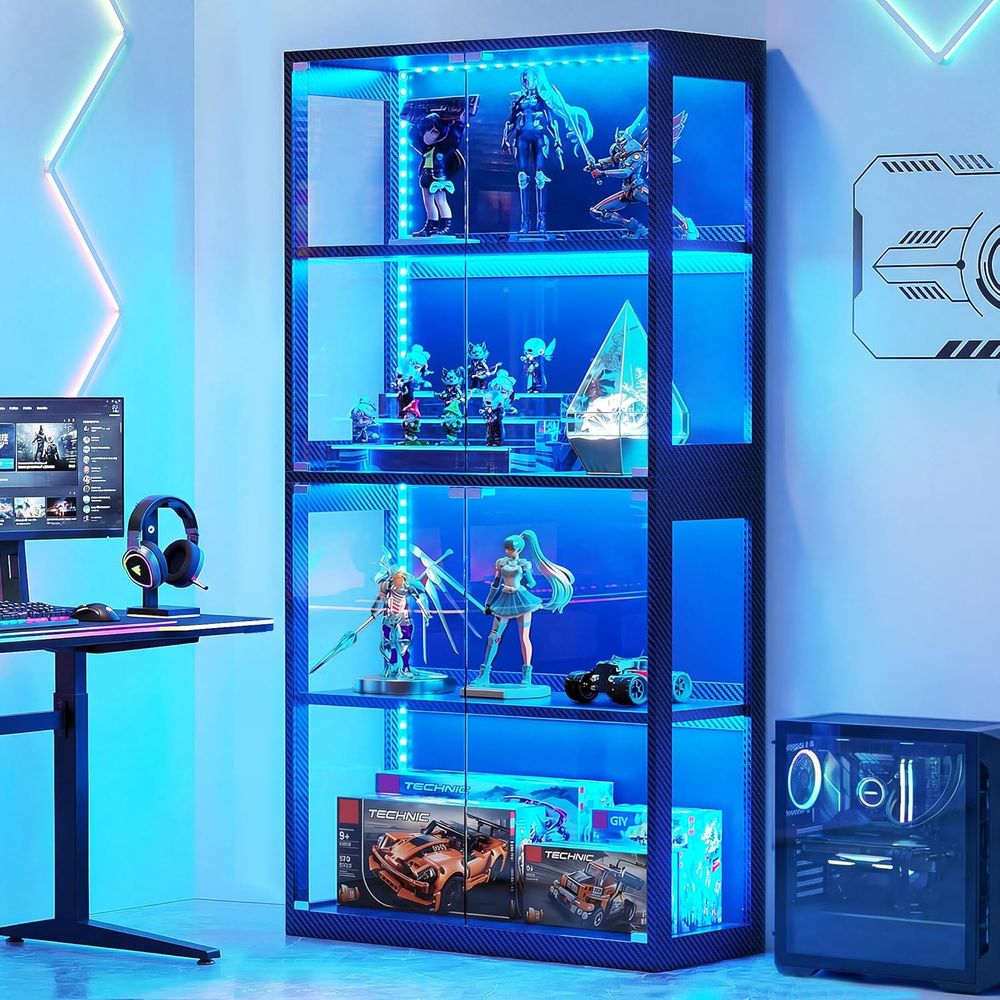 4-Tier Glass Display Cabinet w - Lighting & Home Decor Studio Photos 评论和价格