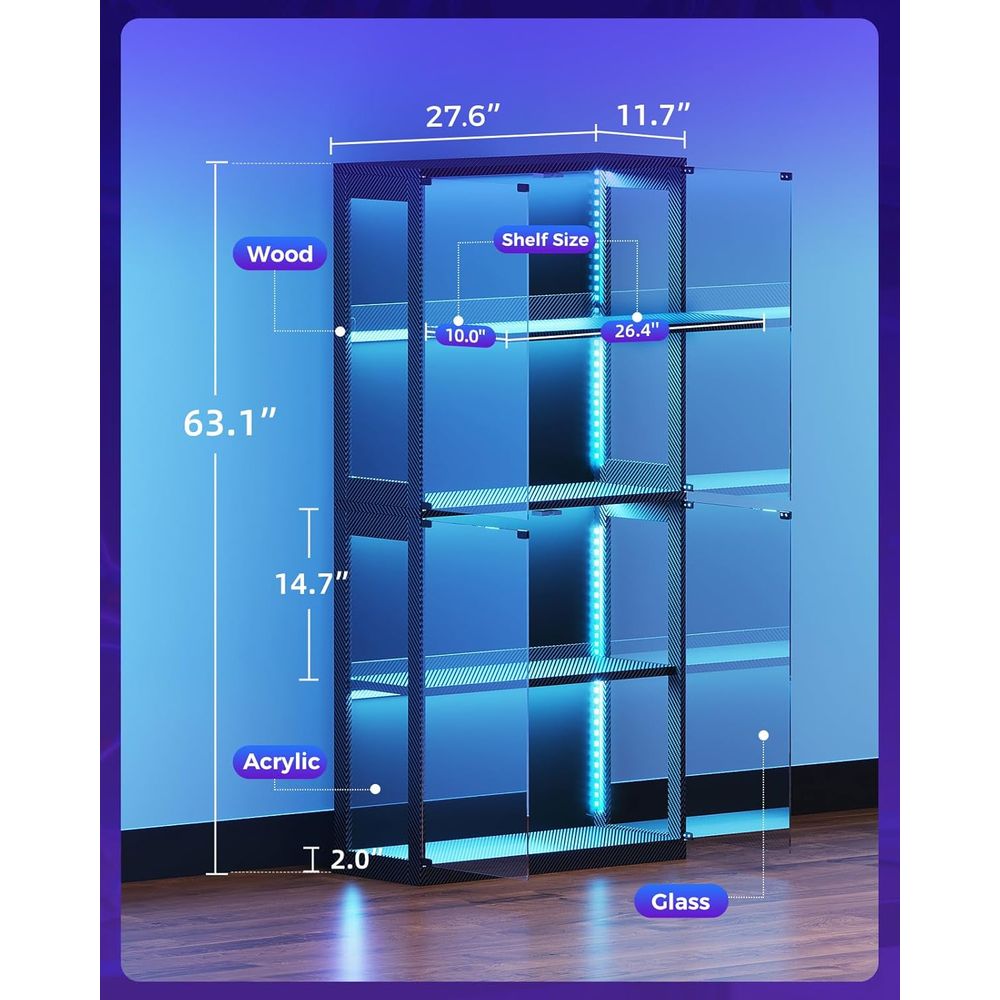 4-Tier Glass Display Cabinet w - Lighting & Home Decor Studio Photos 评论和价格