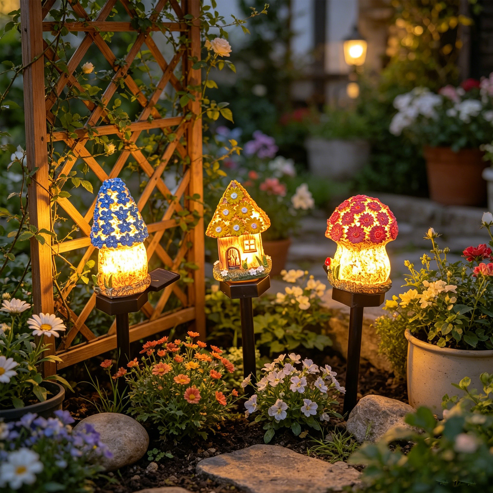 15.9in Cute Resin Mushroom Hou - Lighting Decor House 评论和价格