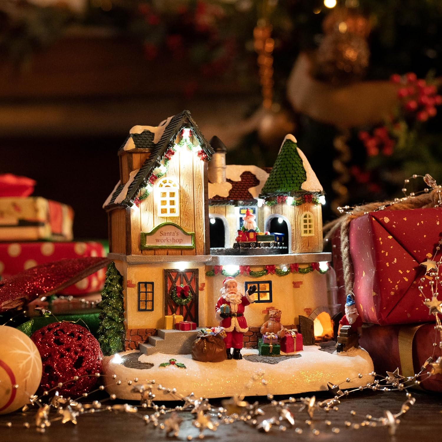 Christmas Village Lighted Sant - Lighting Decor House 评论和价格