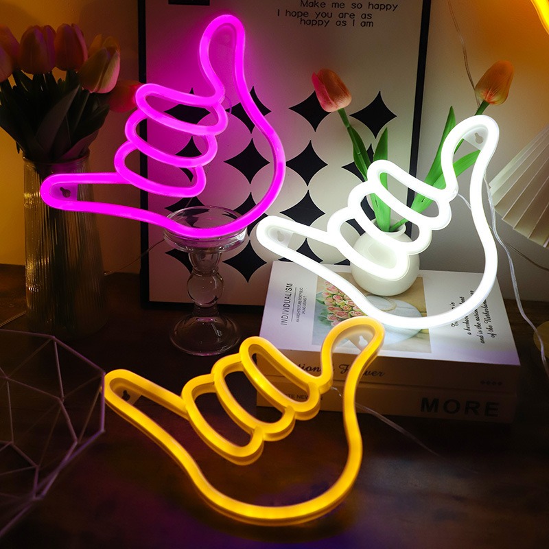 LED Neon Sign Peace Hand Win V - Ok Lighting Decor 评论和价格