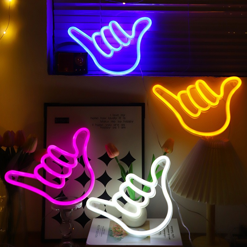 LED Neon Sign Peace Hand Win V - Ok Lighting Decor 评论和价格