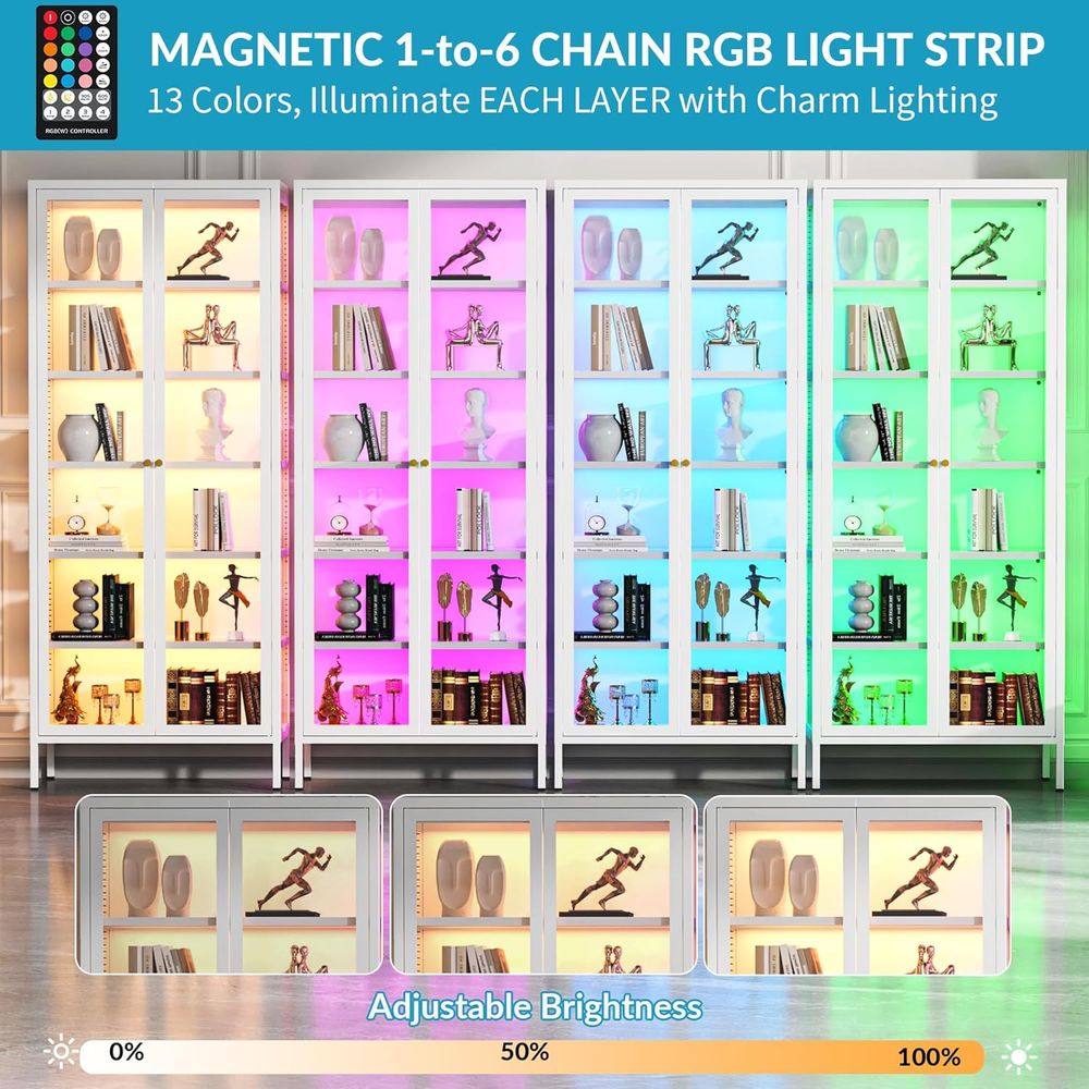 67 6-Tier Glass Curio Cabinet  - Lighting & Home Decor Studio Photos 评论和价格