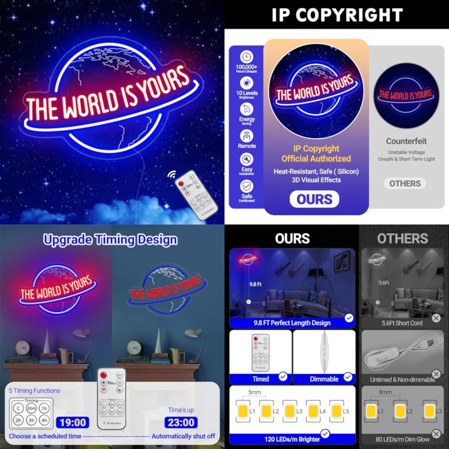 The World Is Yours Neon Sign,  - Lighting World Decor 评论和价格