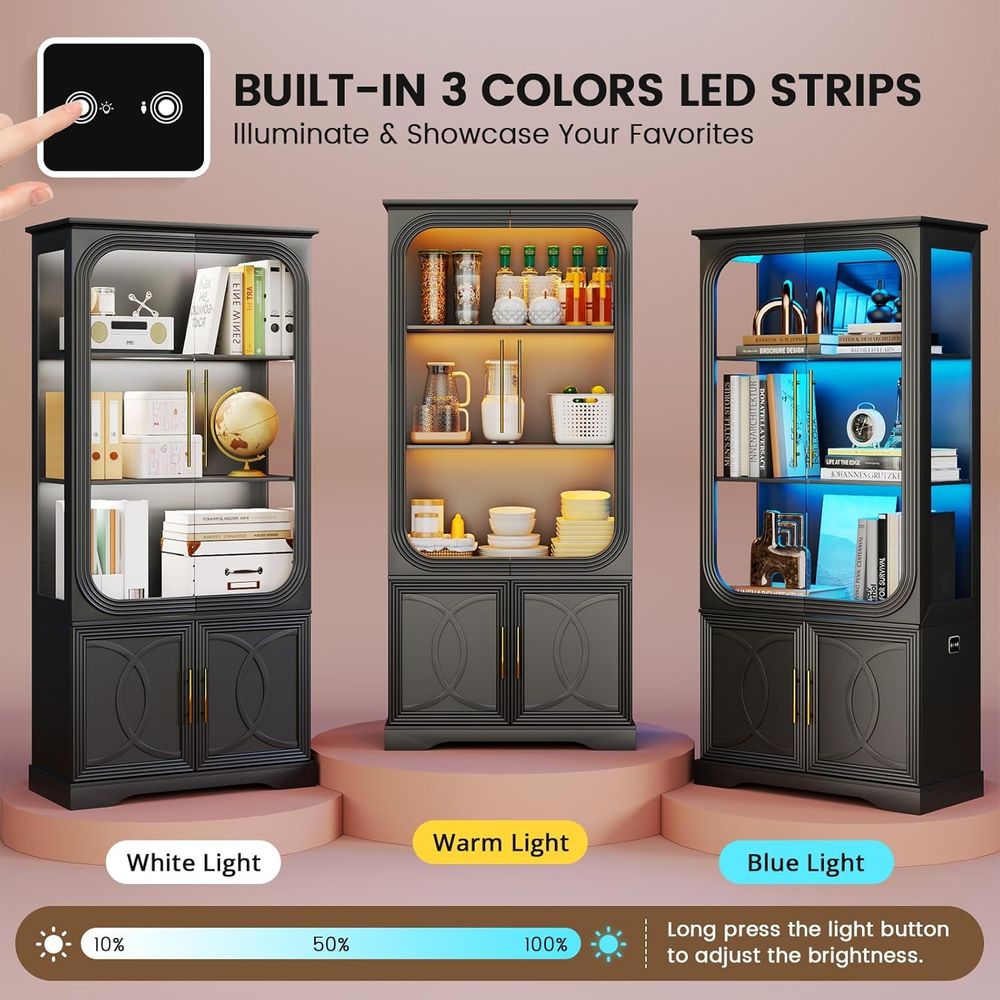 69 Tall Glass Display Cabinet  - Lighting & Home Decor Studio Photos 评论和价格