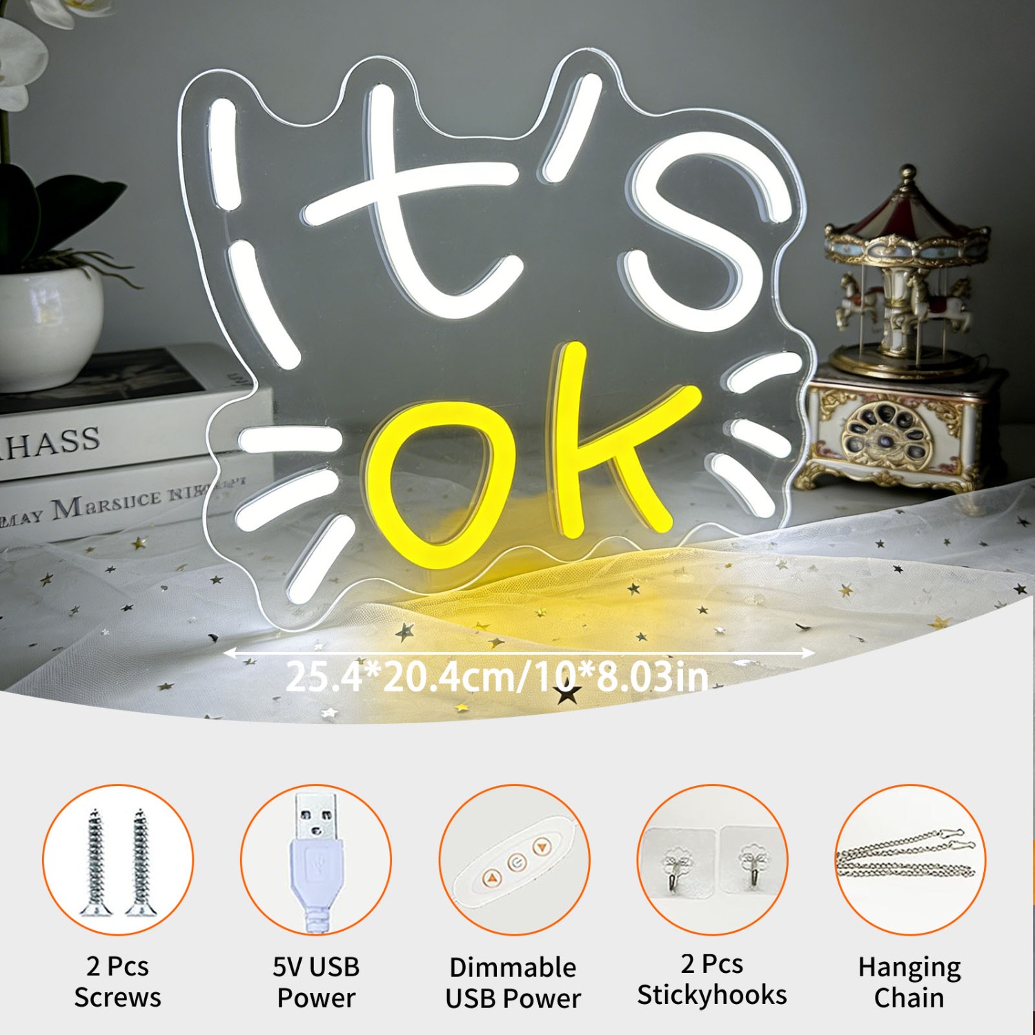 IT'S OK Wave Shape Neon Sign L - Ok Lighting Decor 评论和价格