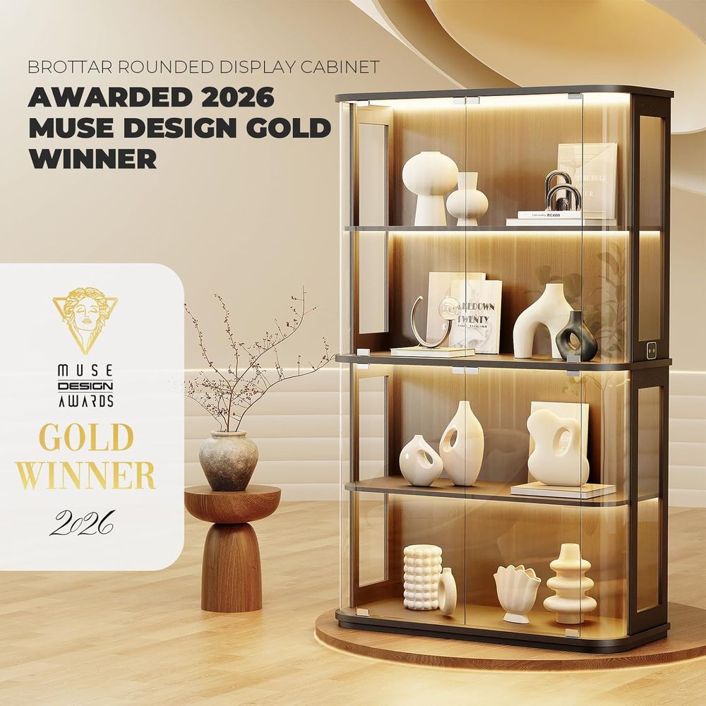 4-Tier Glass Display Cabinet w - Lighting & Home Decor Studio Photos 评论和价格