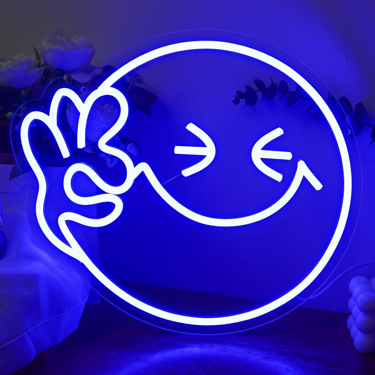 Emoji Smile OK  Neon Sign USB  - Ok Lighting Decor 评论和价格