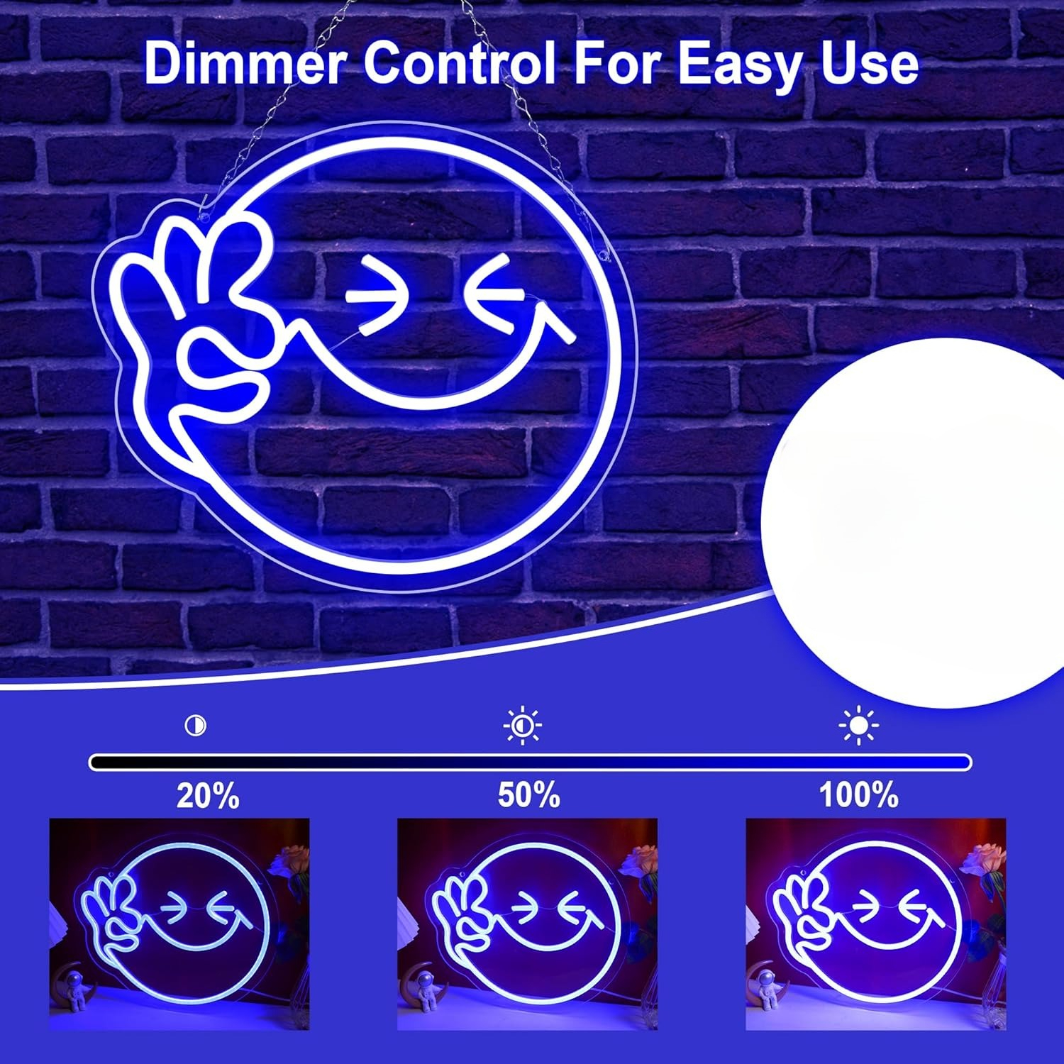 Emoji Smile OK  Neon Sign USB  - Ok Lighting Decor 评论和价格