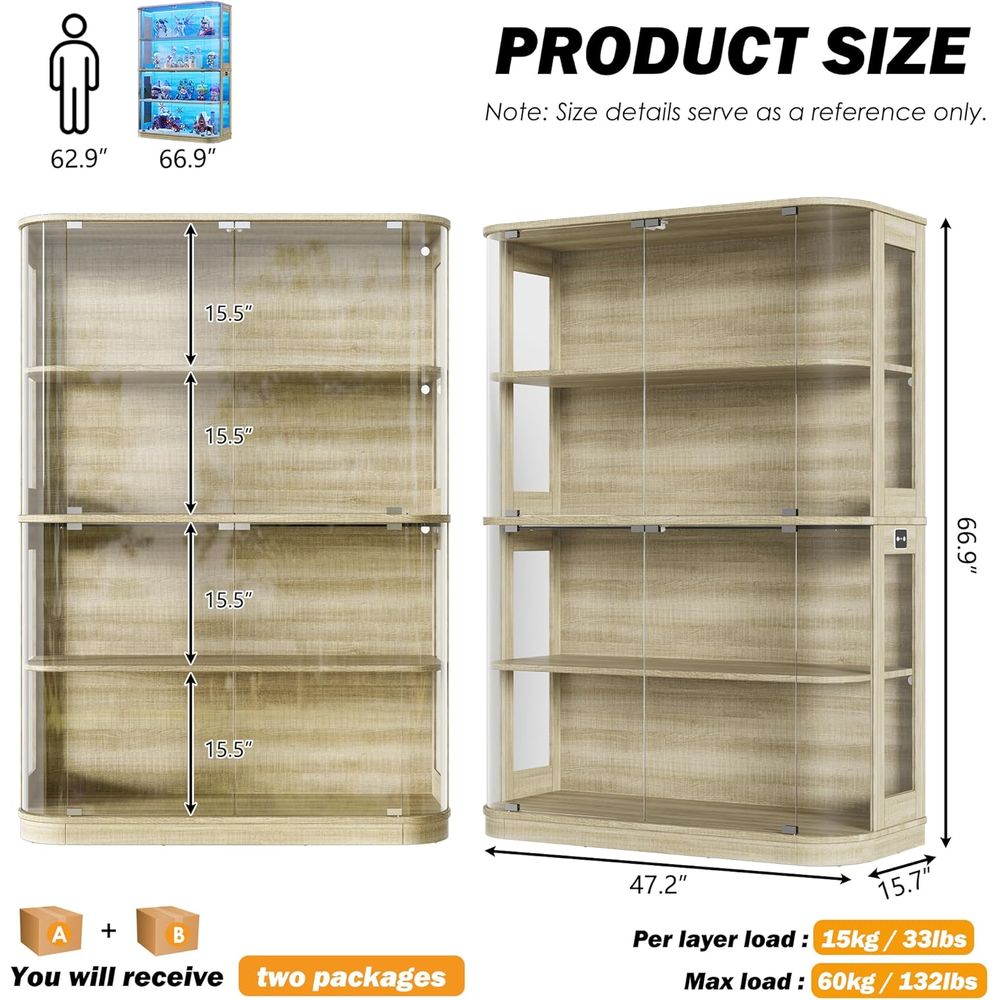 47.2 Glass-Door 4-Tier Display - Lighting & Home Decor Studio Photos 评论和价格