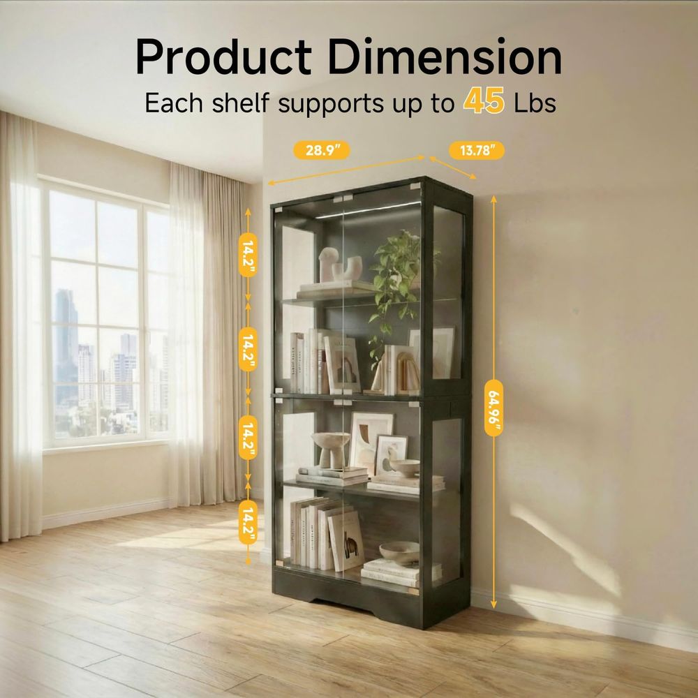 5.5ft Tall 2-Door Glass Displa - Lighting & Home Decor Studio Photos 评论和价格