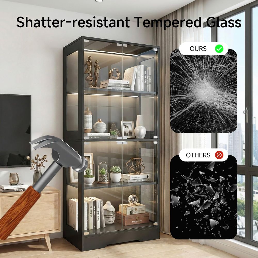 5.5ft Tall 2-Door Glass Displa - Lighting & Home Decor Studio Photos 评论和价格