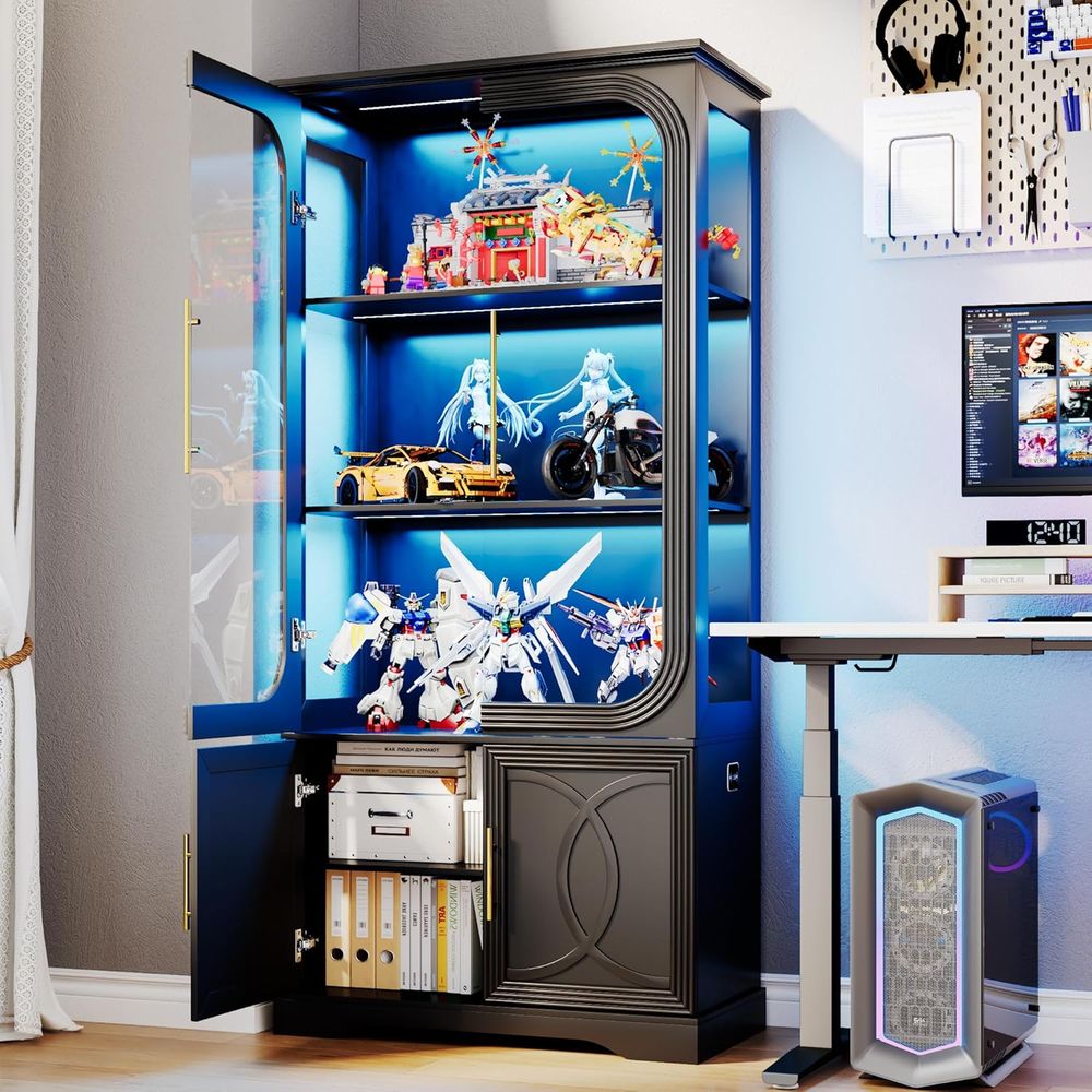 69 Tall 2-Piece Glass Curio Ca - Lighting & Home Decor Studio Photos 评论和价格