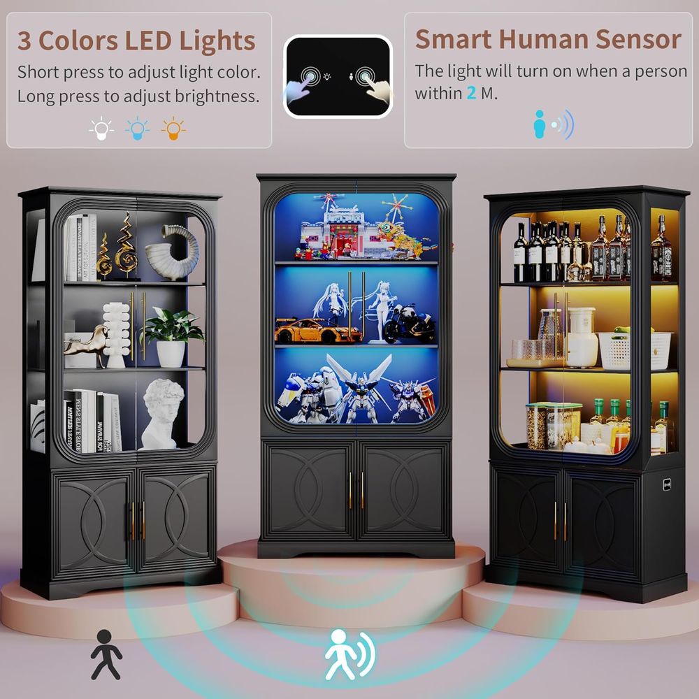 69 Tall 2-Piece Glass Curio Ca - Lighting & Home Decor Studio Photos 评论和价格