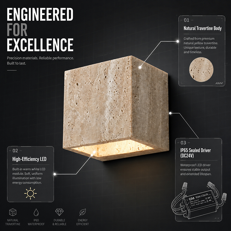 Natural Travertine LED Wall La - Foyer Lighting Wall Decor 评论和价格