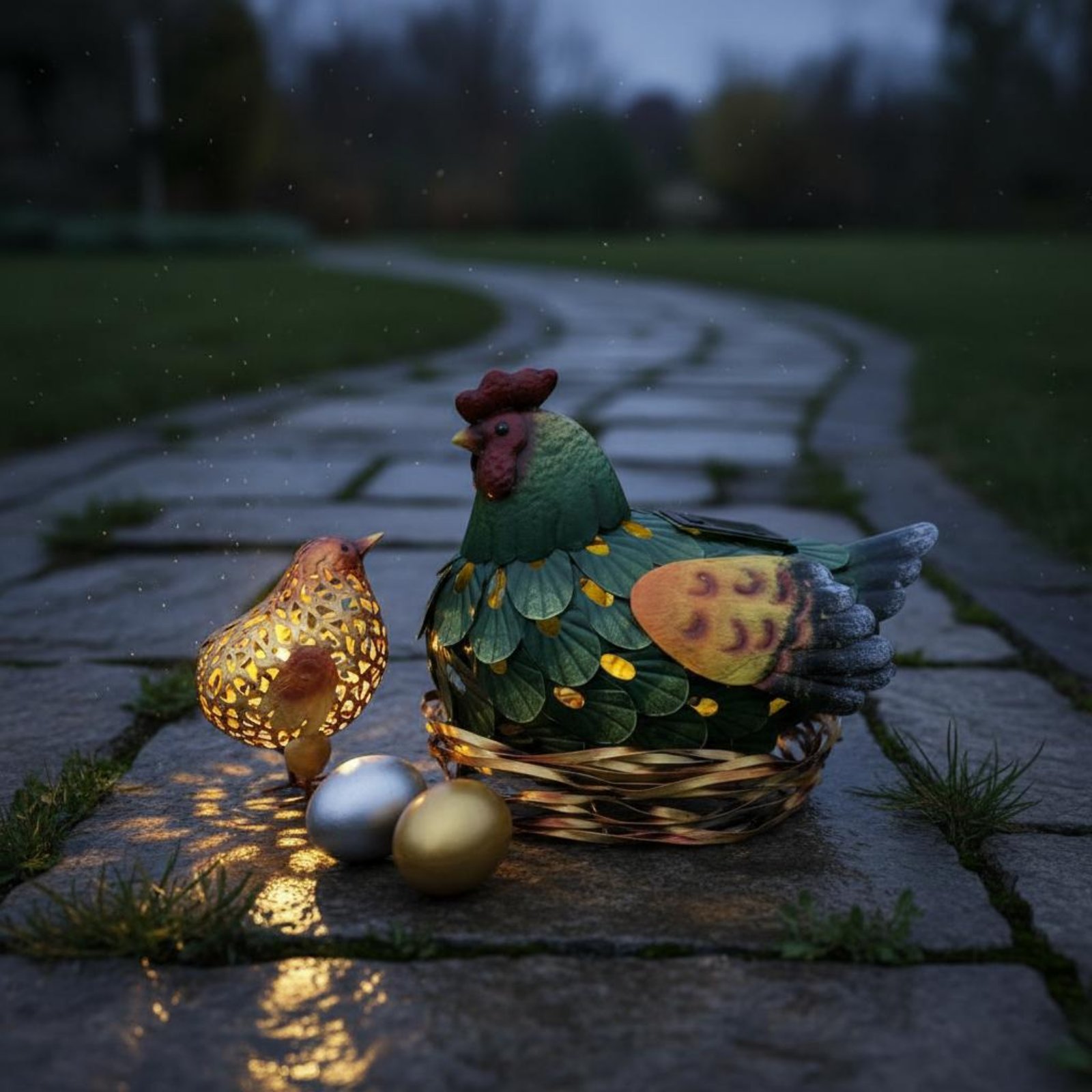 Solar Lantern Chicken Statue O - Yard Lighting Decor 评论和价格