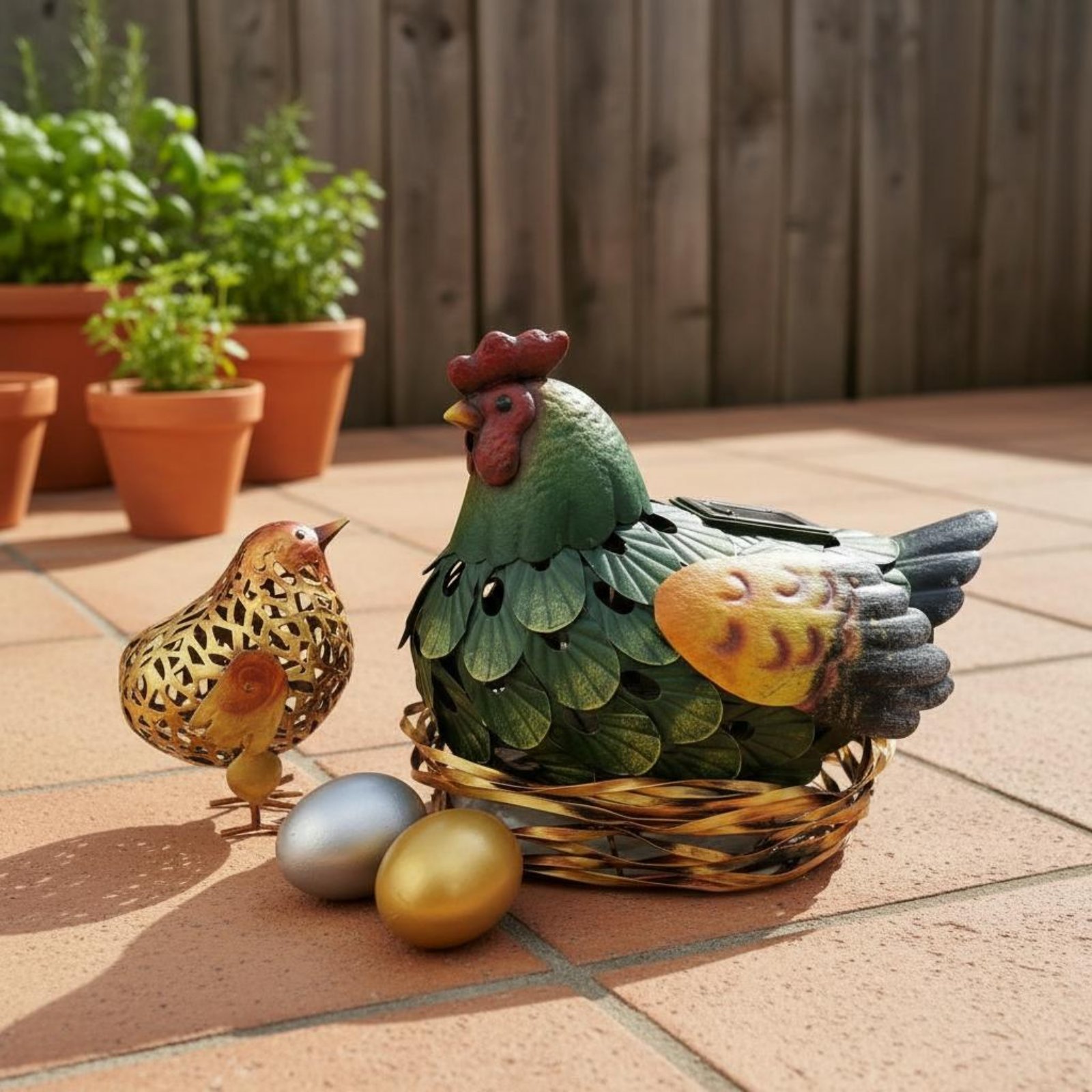 Solar Lantern Chicken Statue O - Yard Lighting Decor 评论和价格