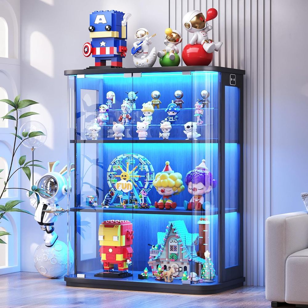 3-Tier Glass Display Cabinet w - Lighting & Home Decor Studio Photos 评论和价格