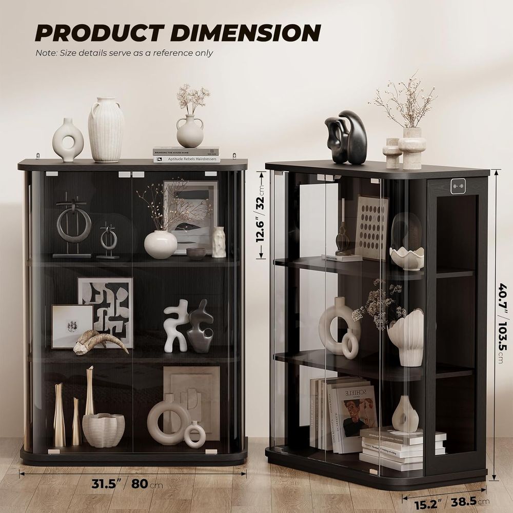 3-Tier Glass Display Cabinet w - Lighting & Home Decor Studio Photos 评论和价格