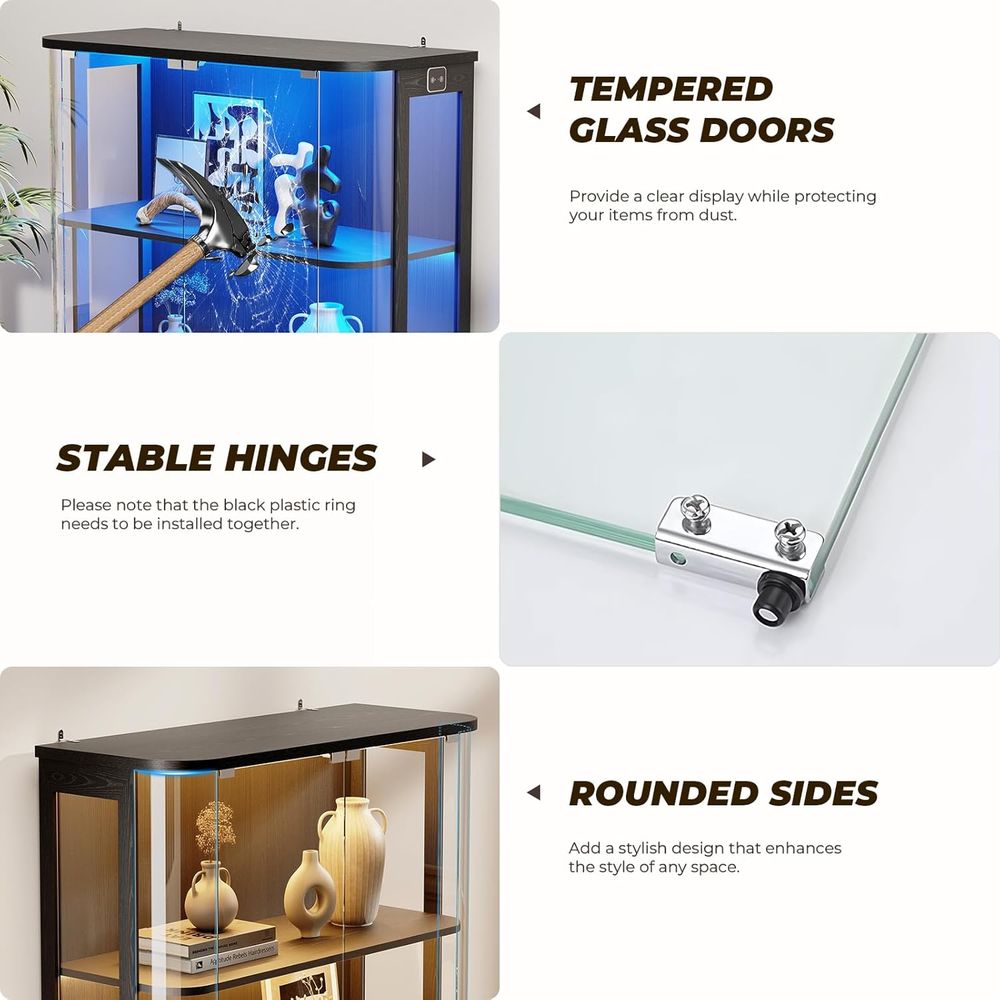 3-Tier Glass Display Cabinet w - Lighting & Home Decor Studio Photos 评论和价格