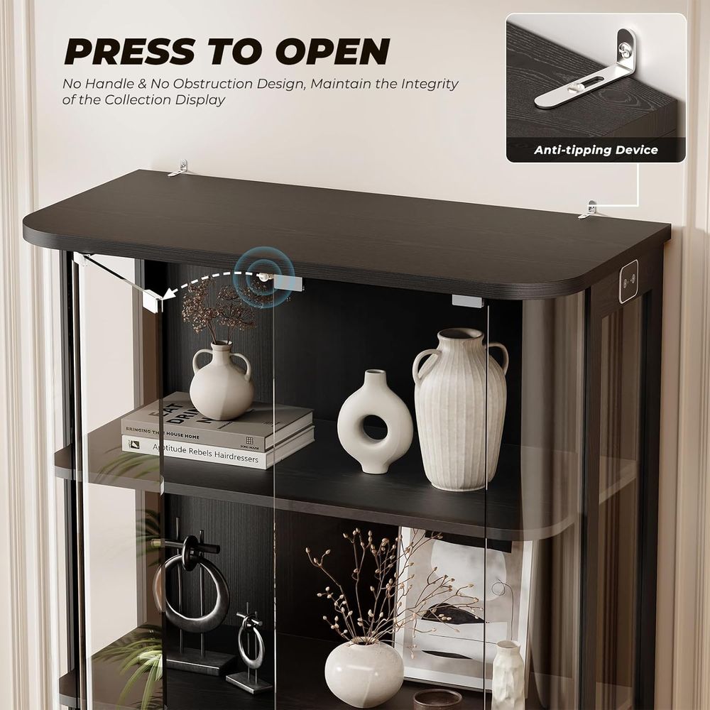 3-Tier Glass Display Cabinet w - Lighting & Home Decor Studio Photos 评论和价格