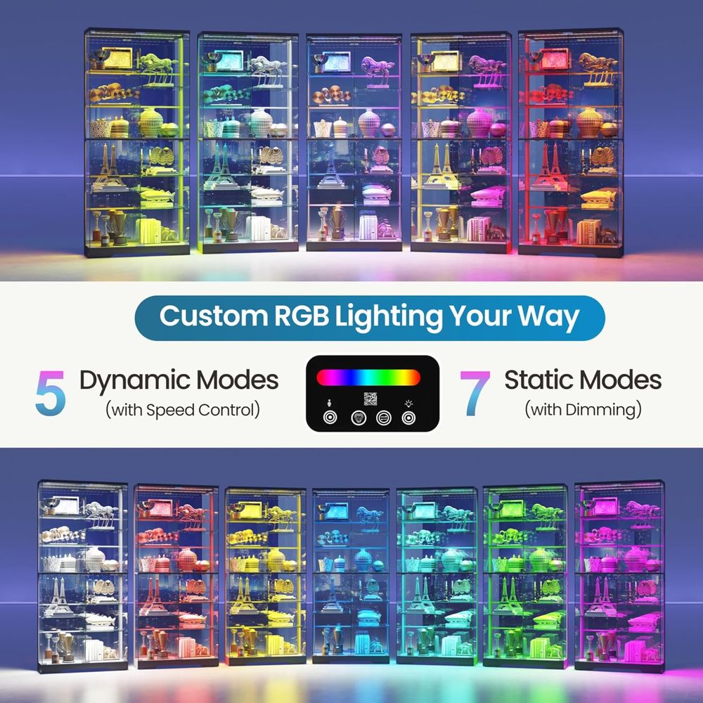 10-Tier Lockable Glass Display - Lighting & Home Decor Studio Photos 评论和价格