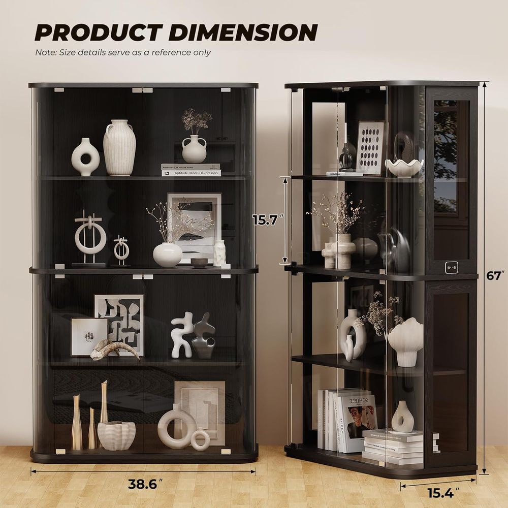 4-Tier Glass Display Cabinet w - Lighting & Home Decor Studio Photos 评论和价格