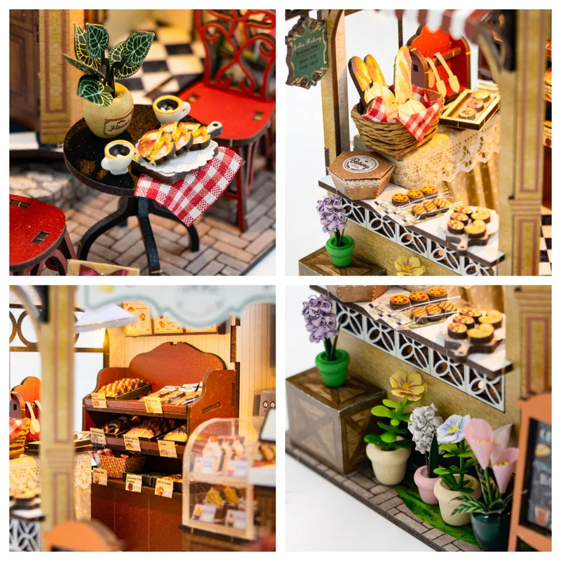 OUZEY Miniature Wooden Dollhou - Lighting Decor House 评论和价格