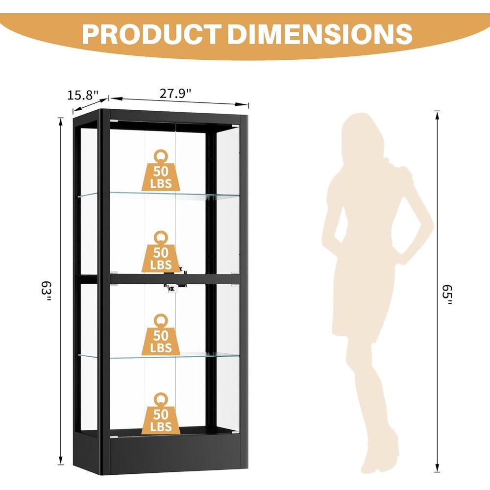 4-Sided Lockable Glass Display - Lighting & Home Decor Studio Photos 评论和价格