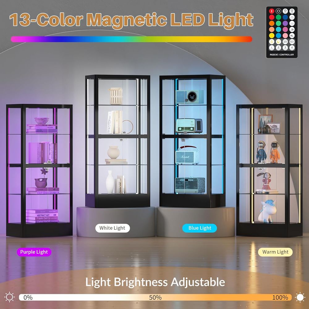 4-Sided Lockable Glass Display - Lighting & Home Decor Studio Photos 评论和价格