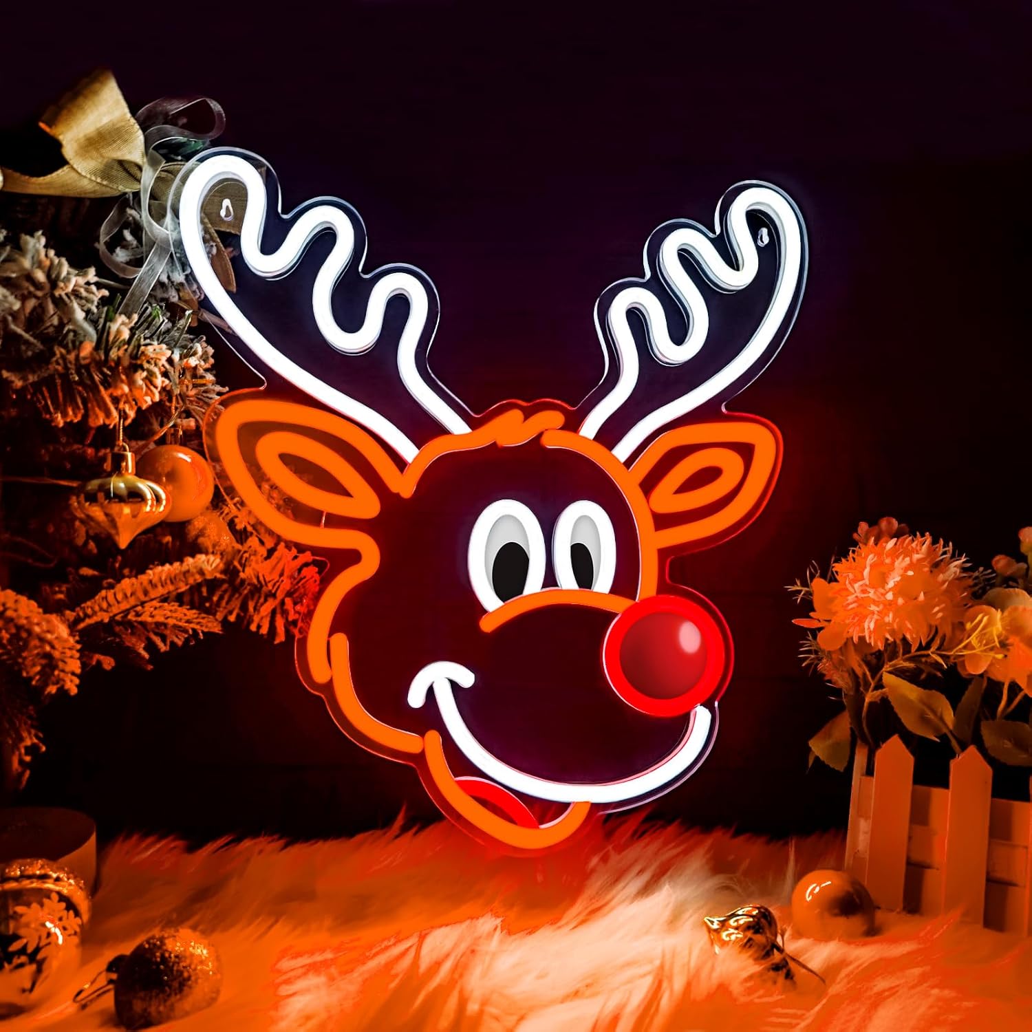 Cute Christmas Reindeer Neon S - Lighting Home Decor Ideas 评论和价格