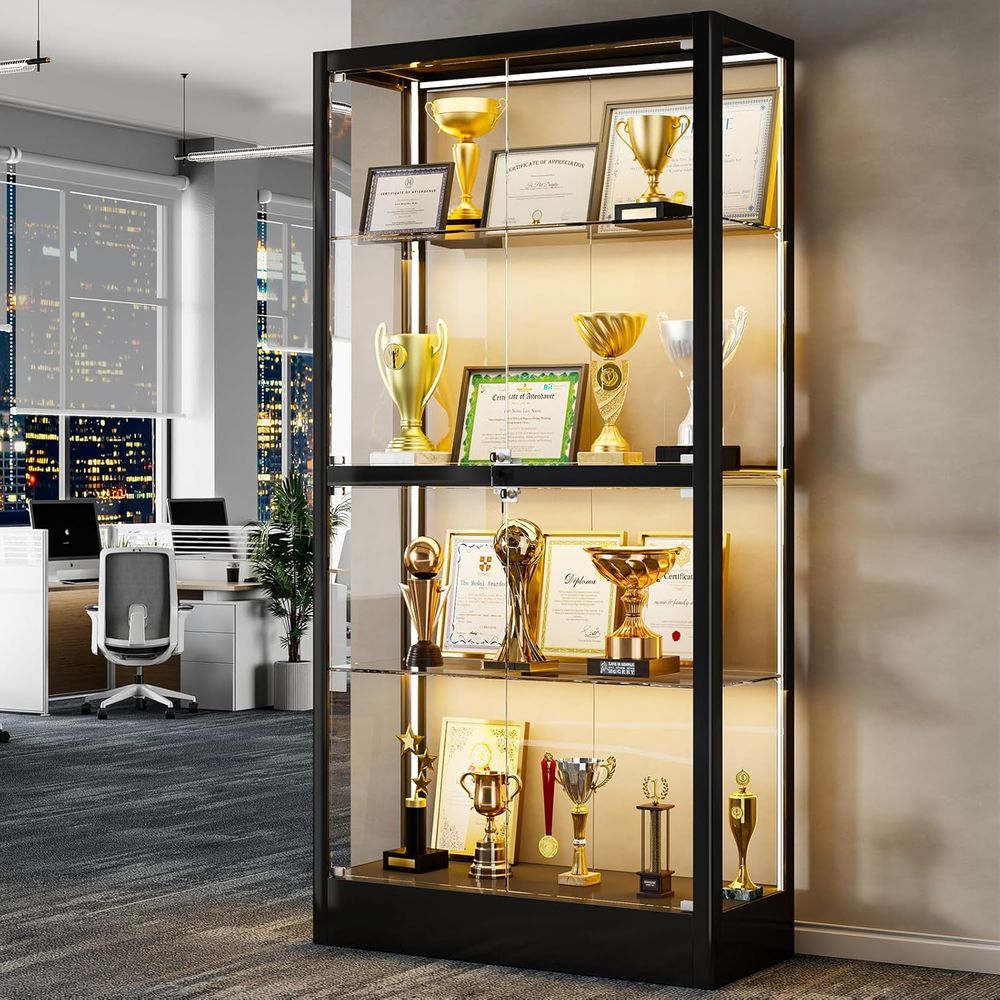 65 H 4-Tier Glass Display Cabi - Lighting & Home Decor Studio Photos 评论和价格