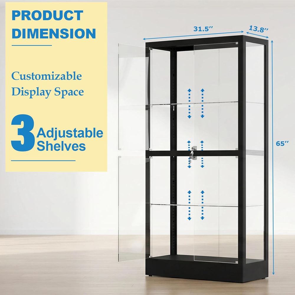 65 H 4-Tier Glass Display Cabi - Lighting & Home Decor Studio Photos 评论和价格