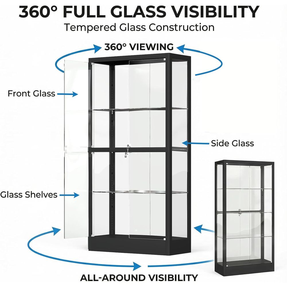 65 H 4-Tier Glass Display Cabi - Lighting & Home Decor Studio Photos 评论和价格