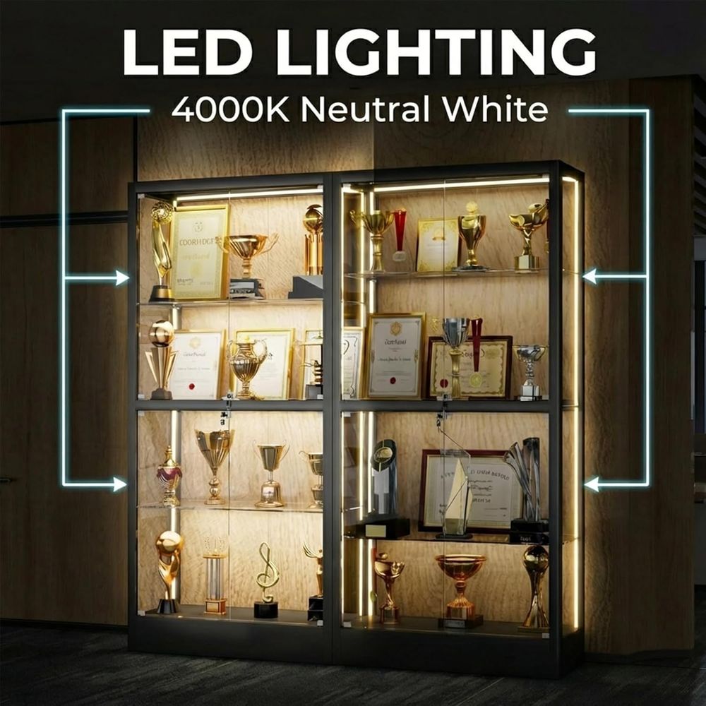 65 H 4-Tier Glass Display Cabi - Lighting & Home Decor Studio Photos 评论和价格