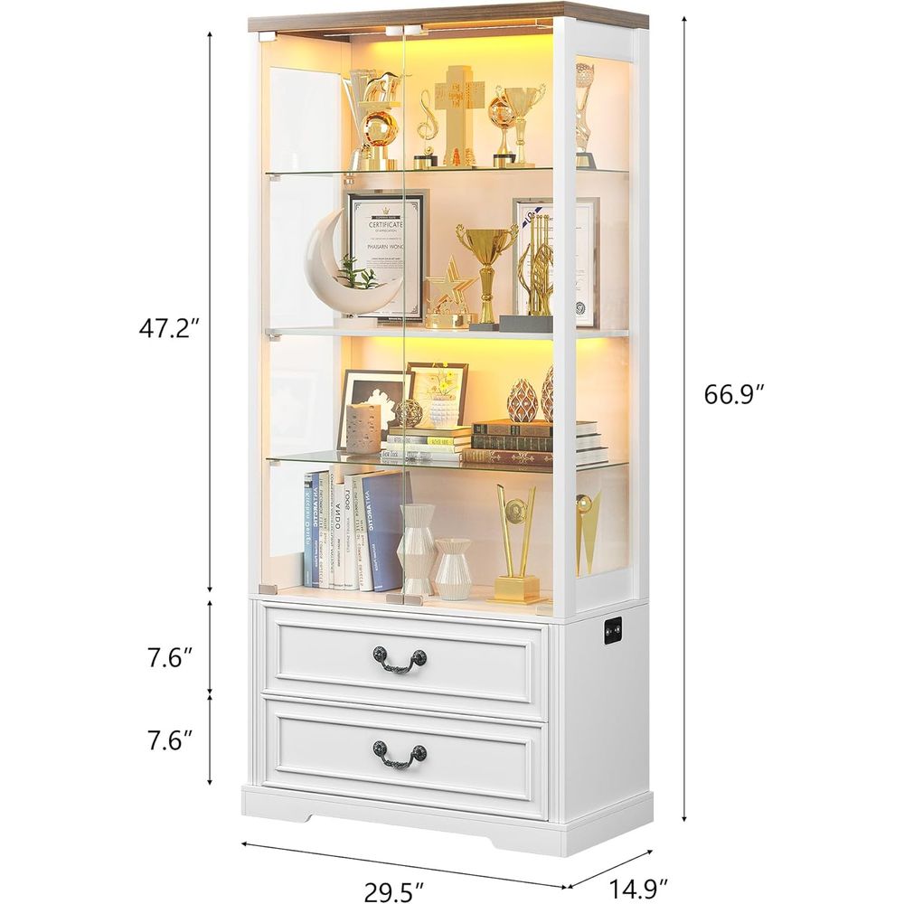 67 Glass Door Adjustable Shelv - Lighting & Home Decor Studio Photos 评论和价格