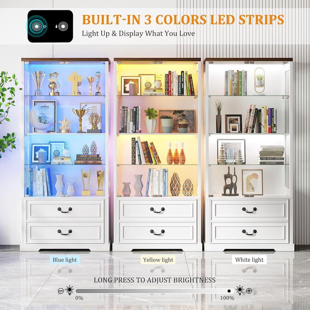 67 Glass Door Adjustable Shelv - Lighting & Home Decor Studio Photos 评论和价格
