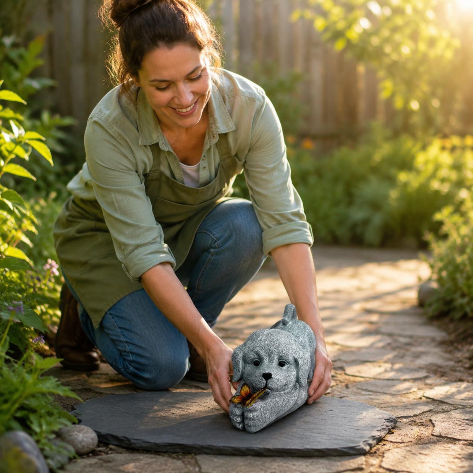 Solar Dog Statue Resin Craft S - Yard Lighting Decor 评论和价格