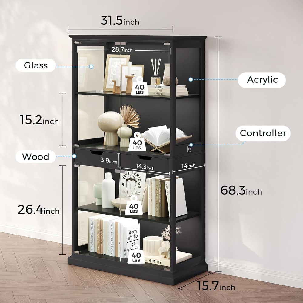 68 Tall Glass Display Cabinet  - Lighting & Home Decor Studio Photos 评论和价格