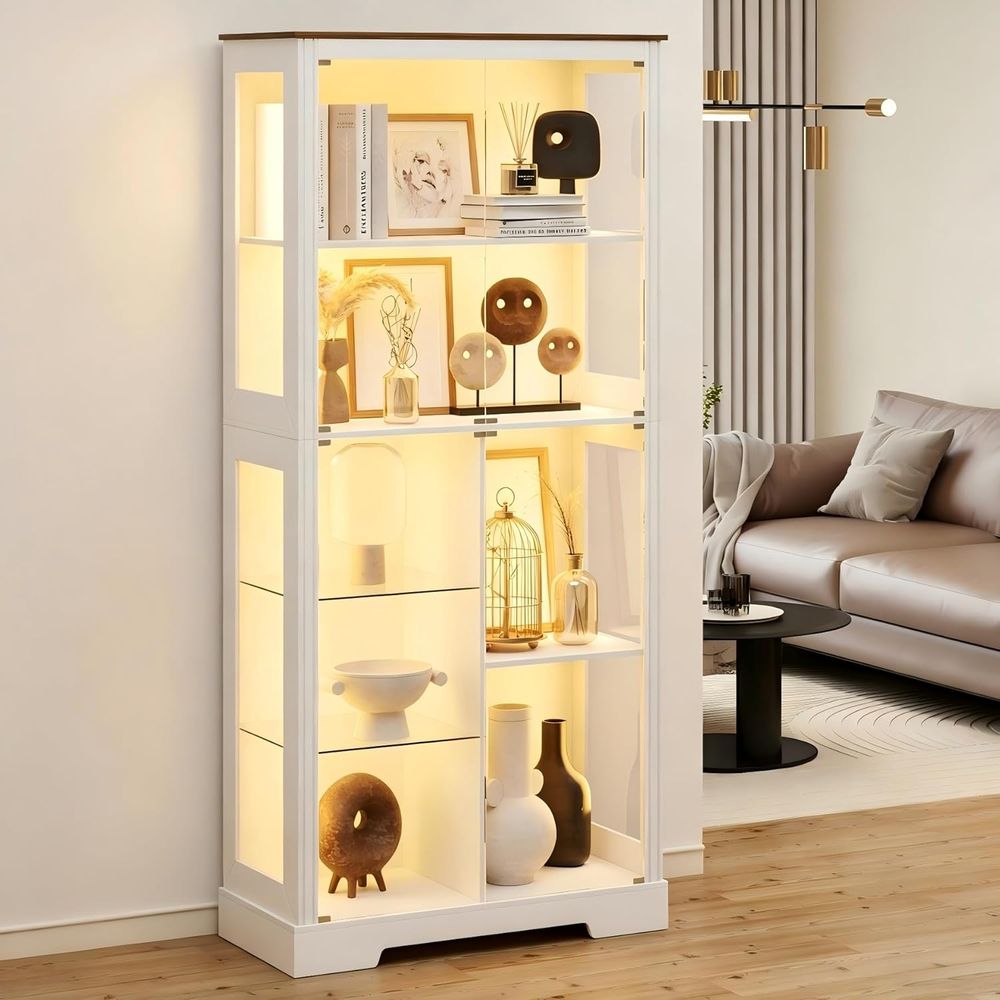7-Tier Glass Display Cabinet w - Lighting & Home Decor Studio Photos 评论和价格